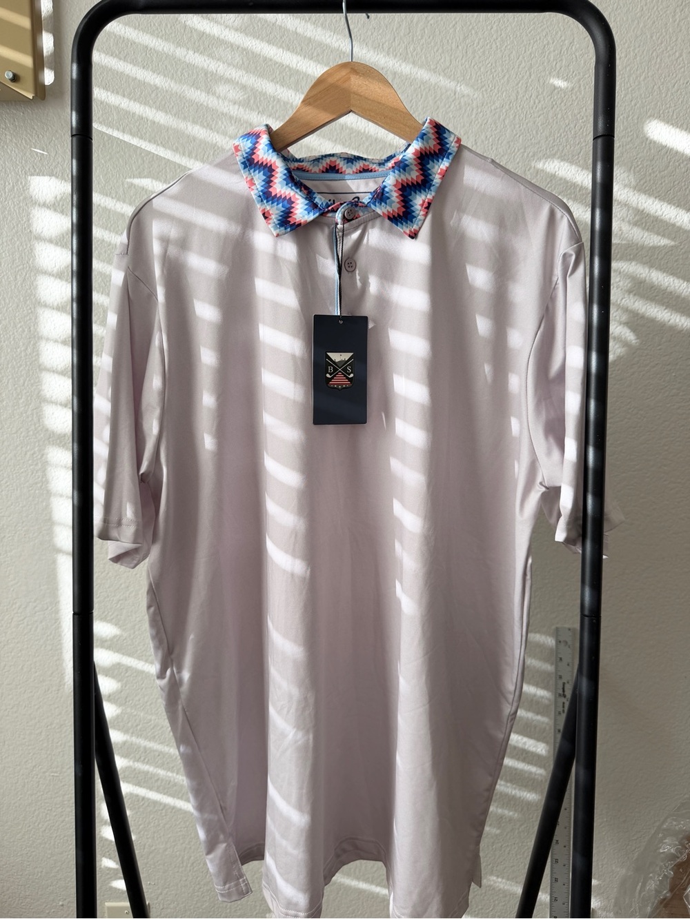 Boston Scott Golf Men’s 2XL Performance Polo NWT Geometric Collar Pink